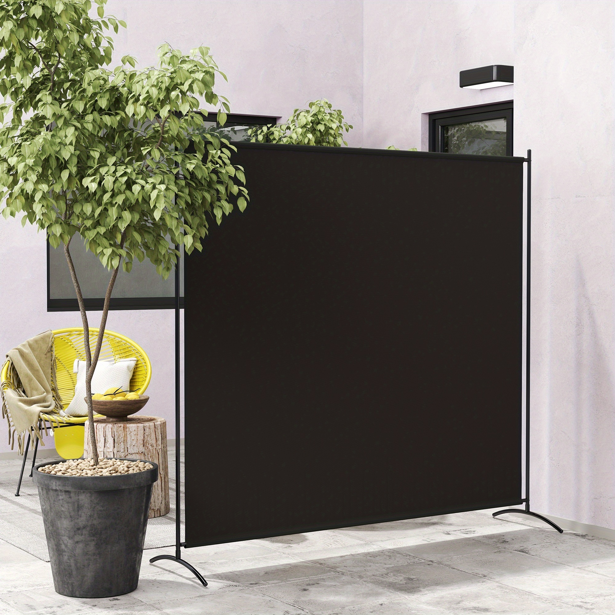 TEMU Écran d'intimité à panneau unique Outsunny, séparateur de pièce UV30+, noir