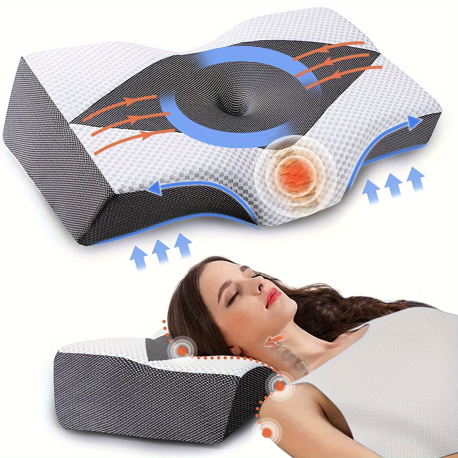 Nuevo diseño patentado de espuma viscoelástica en forma de X Almohada  antiarrugas, almohada antienvejecimiento, almohada anti ronquidos