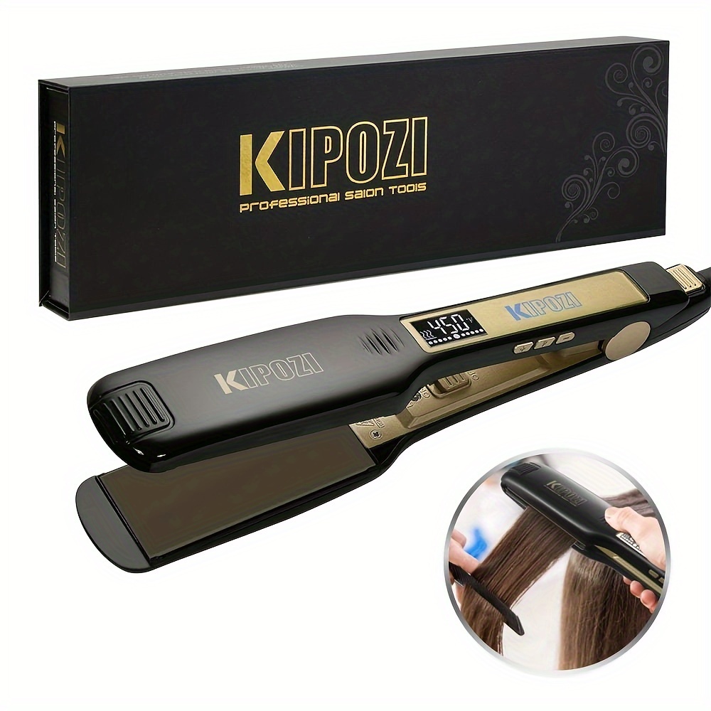 

Kipozi Negative Ion Flat Iron, Anti-static Hair Straightener With 1.75 Inch Floating Titanium Wide Plates, Black