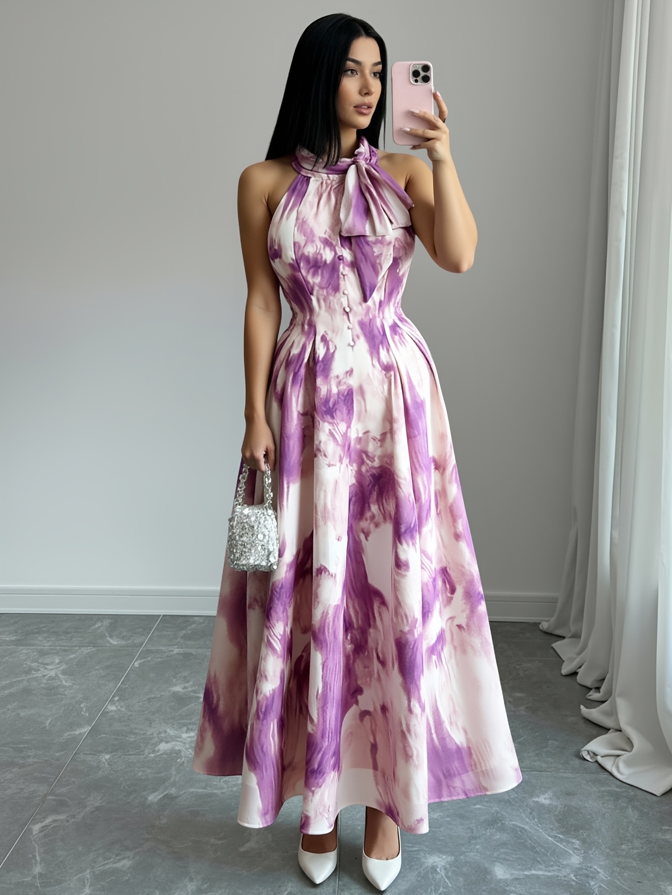 women's light pink off the shoulder dress formal Pink 3D Floral Off-Shoulder Maxi Dress