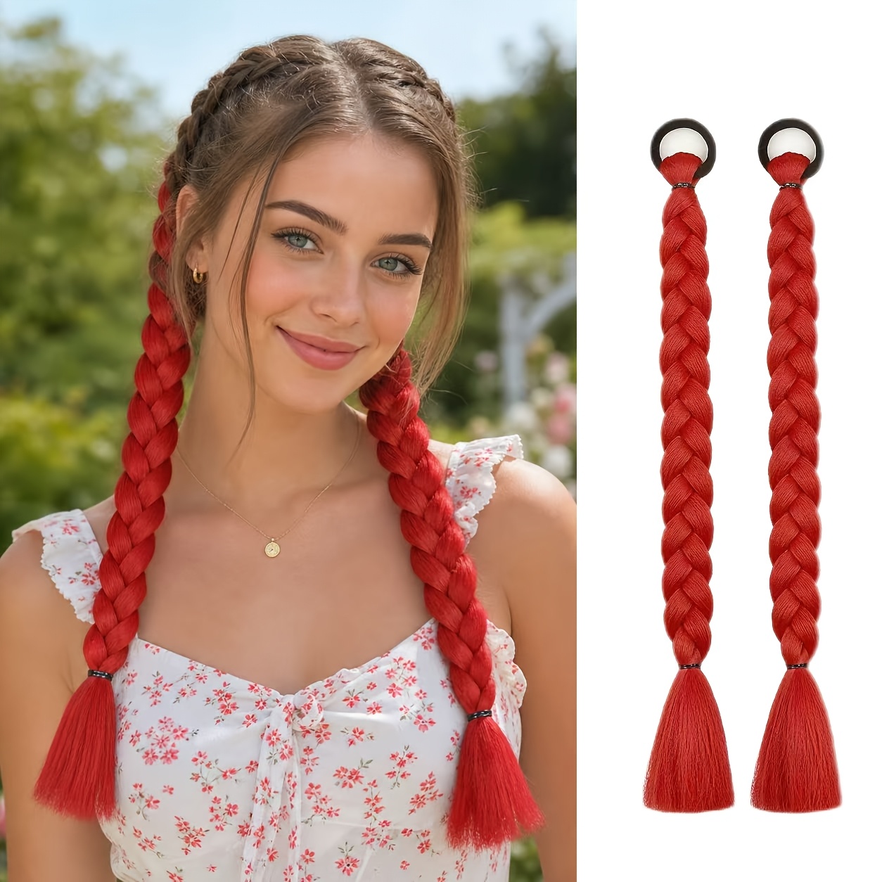 TEMU Lot de 2 extensions de cheveux queue de cheval tressée CHUHEXIANG pour femmes et hommes, mèches de cheveux longues et épaisses pré-tressées en