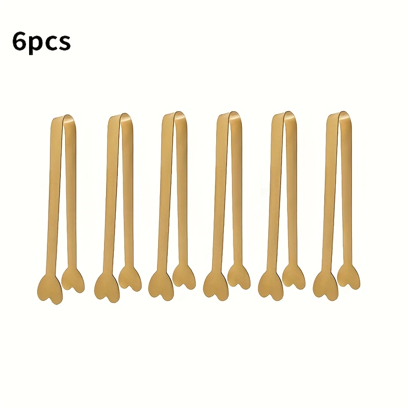 E-shop 6/12 Stk. Mini-Clips aus Edelstahl, Luxuriöse goldene herzförmige Eiszangen, Geeignet für Süßigkeitenbuffets, Kaffeebars, Hochzeiten Teepartys,