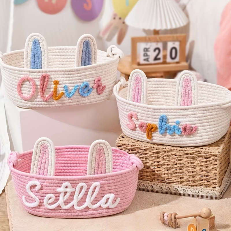 Customizable Name Text Storage Basket for Home