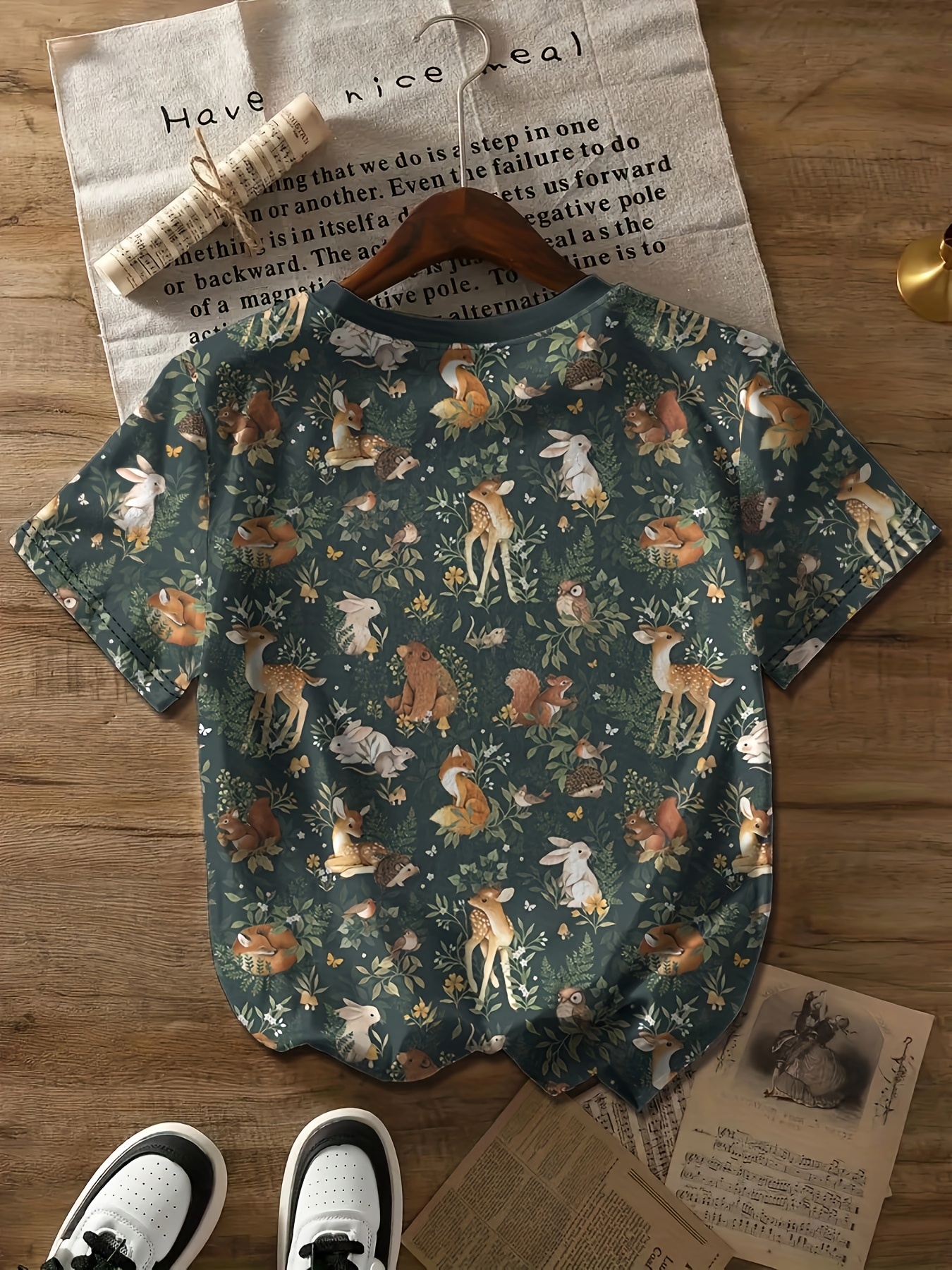 Camiseta casual para mujer con estampado de animales Manga corta, cuello  y para el verano con diseño de y mod