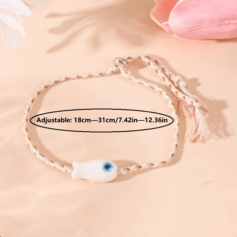 5pcs Cute Ceramic Little Fish Bracelet Set, Bohemian Style