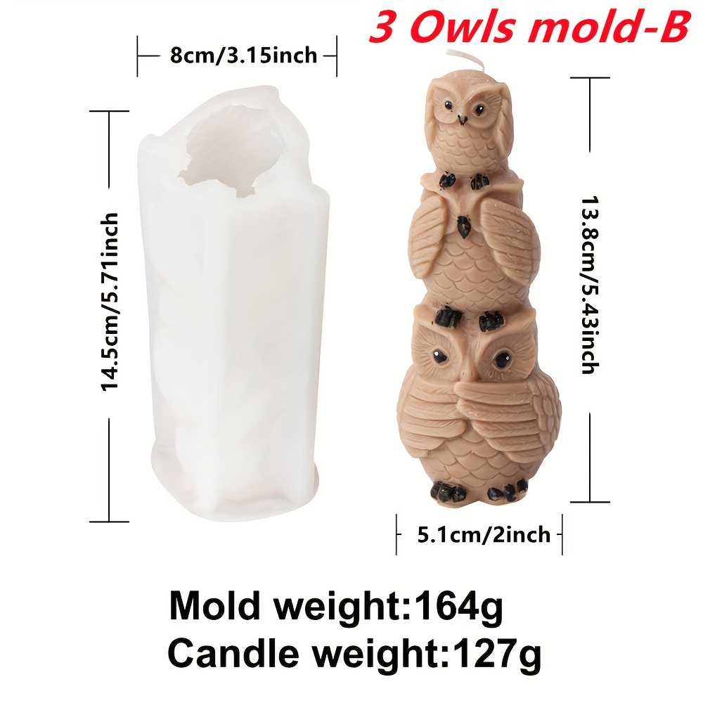 Image of Overlapping Animal Candle Mold Silicone Elephant/owl/hedgehog/frog/cat/dog/sheep/elk Statue Candle Mold Diy Decor For Candles, Resin, Decor, Soap, Concrete, Plaster, Cement