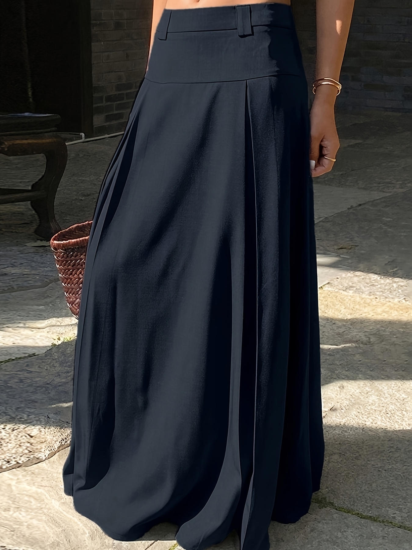 pleated skirt long black sold on Temu Canada