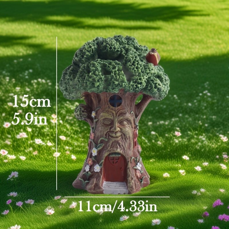 Image of 1pc, Garden Tree House Statue, Outdoor Decor, Garden Yard Lawn Ornament, Durable Wind And Water Proof, Tree Sculpture, And Outdoor Decor, Family Gift
