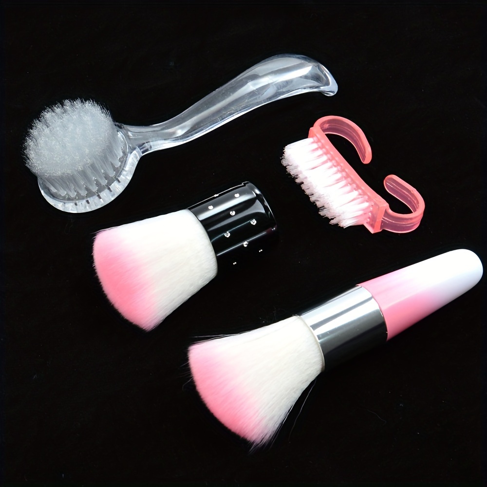 

4pcs Beauty & Nail Care Set: Hypoallergenic Facial Cleansing, Manicure Brushes & Coarse - Salon Use