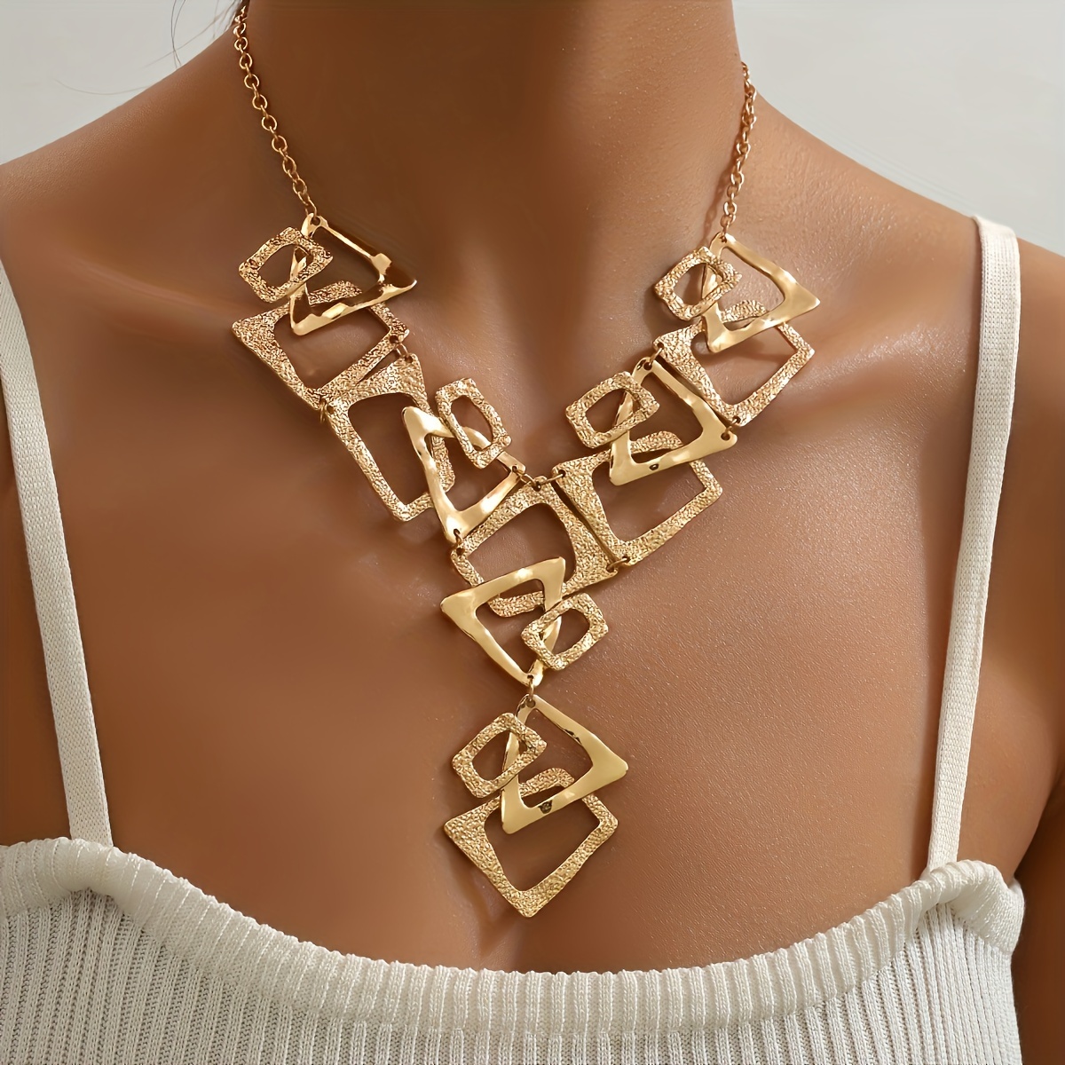 Triangle & Square Geometric Y Necklace