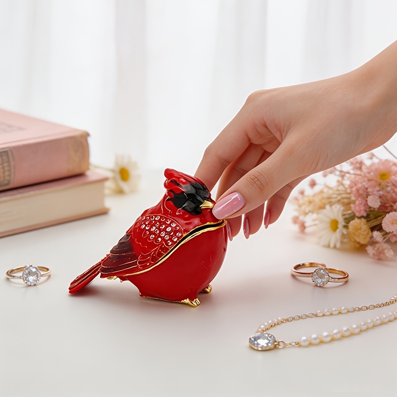 Enamel Encrusted Diamond Lucky Blue Bird Decorative Jewelry Box