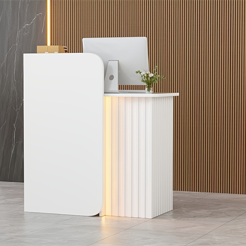 Small Reception Desk, 80cm Reception Table With Lockable Drawers And Cable Grommet, For Office, Salon, Shop, Hotel, 44x80x100cm, White