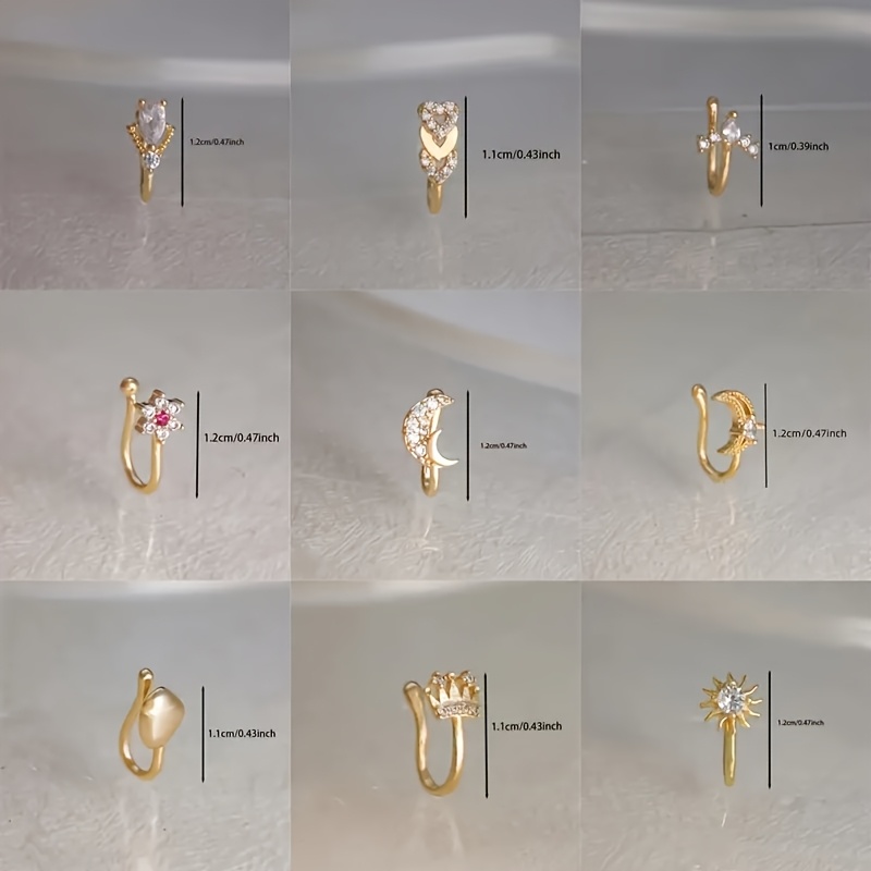 9pcs Nose Clip Set for Women, Adjustable No Piercing Required