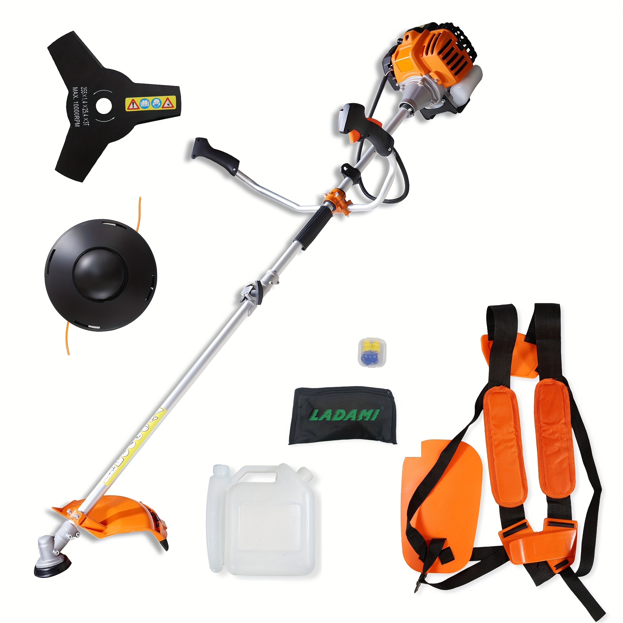 E-shop LADAMI 52Cc 2-Takt Benzin Rasenmäher, ein vielseitiger 2-in-1 Grasschneider mit einem 3-PS Einzylindermotor, ausgestattet mit einer 3-Zahn- und