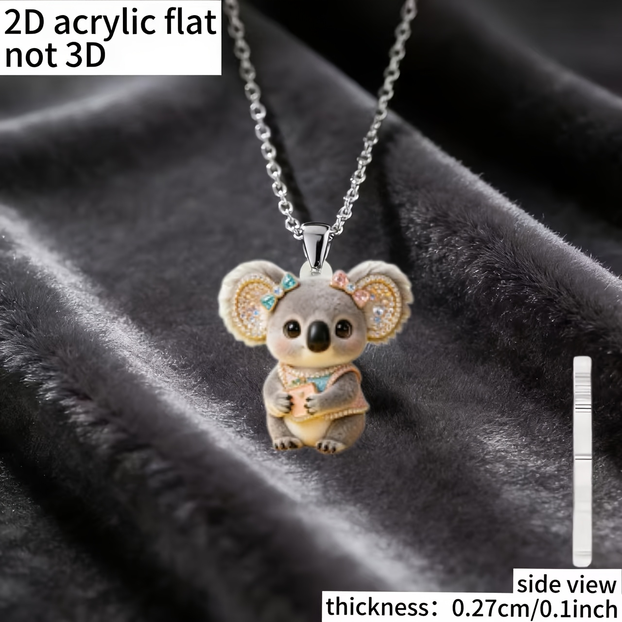 Cute Little Koala Pattern Acrylic Necklace, Unisex