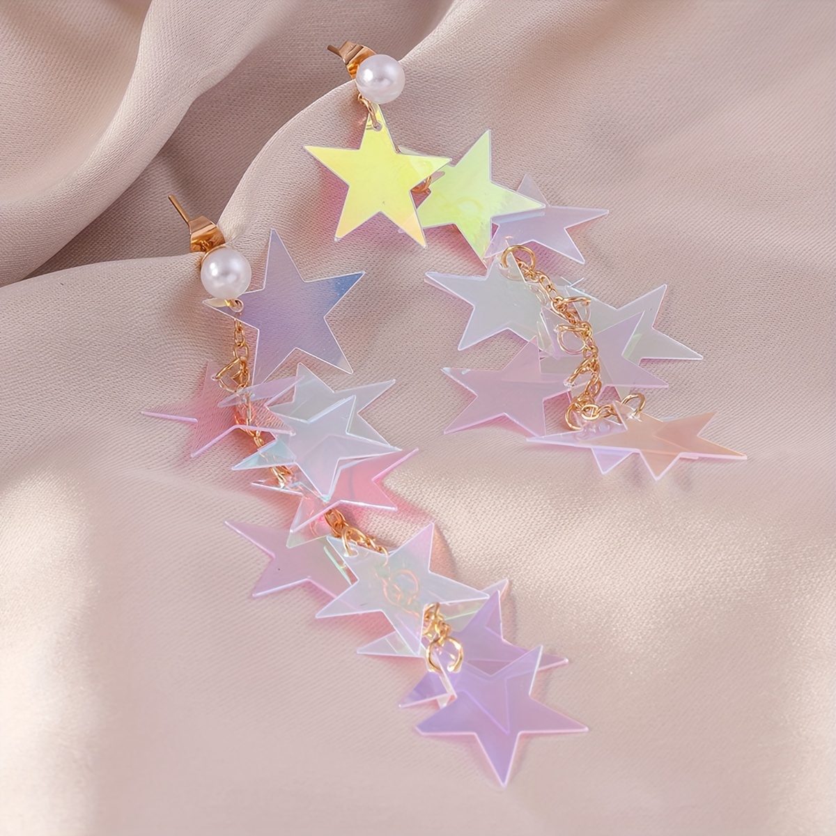 Transparent Five-Pointed Star Earrings, Luxurious Design