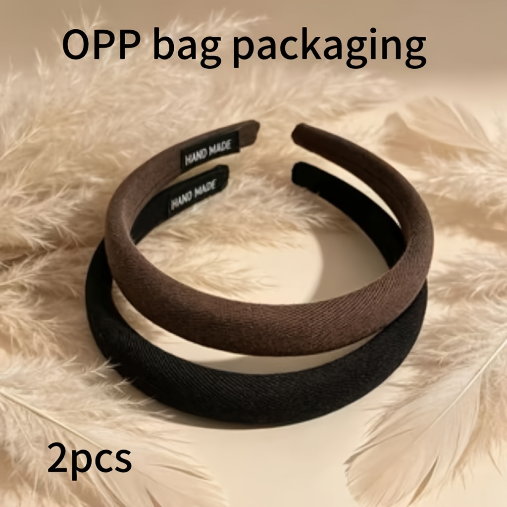 TEMU 2pcs Easy Meatside Fine Headbands Women's High Crown Top Hairband Washing Anti-slip Hair Bundling Headpiece