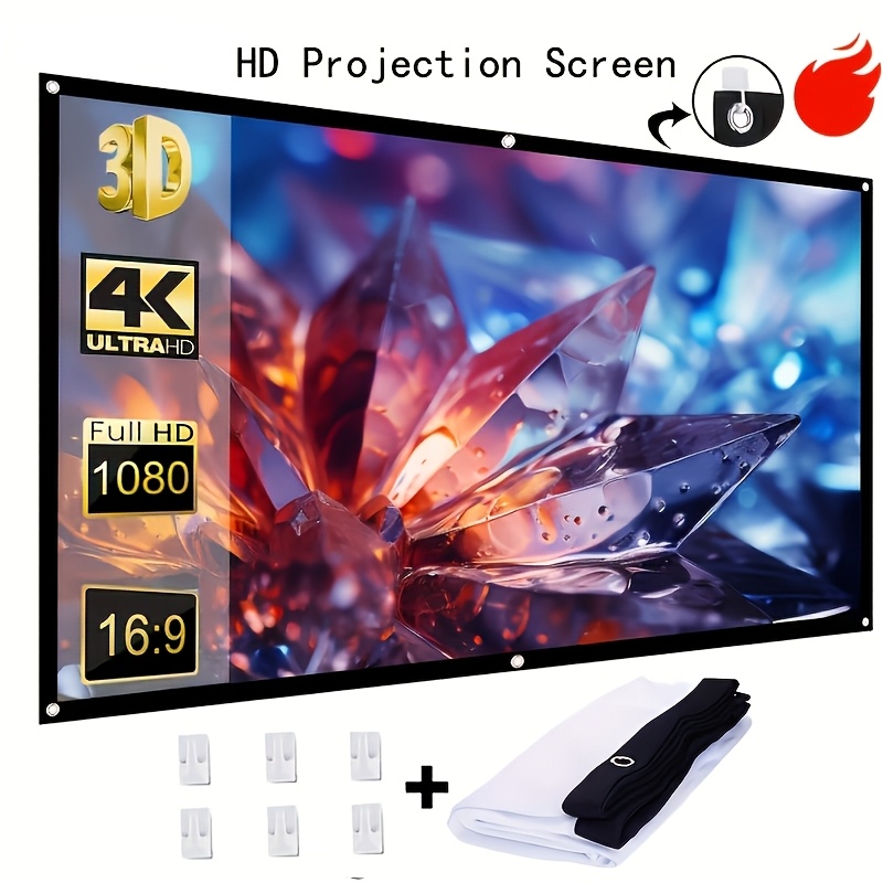 72-inch Portable Projector Screen, 16:9 4k Ultra Hd Wrinkle-free Foldable Projector Screen, For Home Theater Outdoor Indoor Projector Screen, Portable Foldable Projector Screen (no Projector)