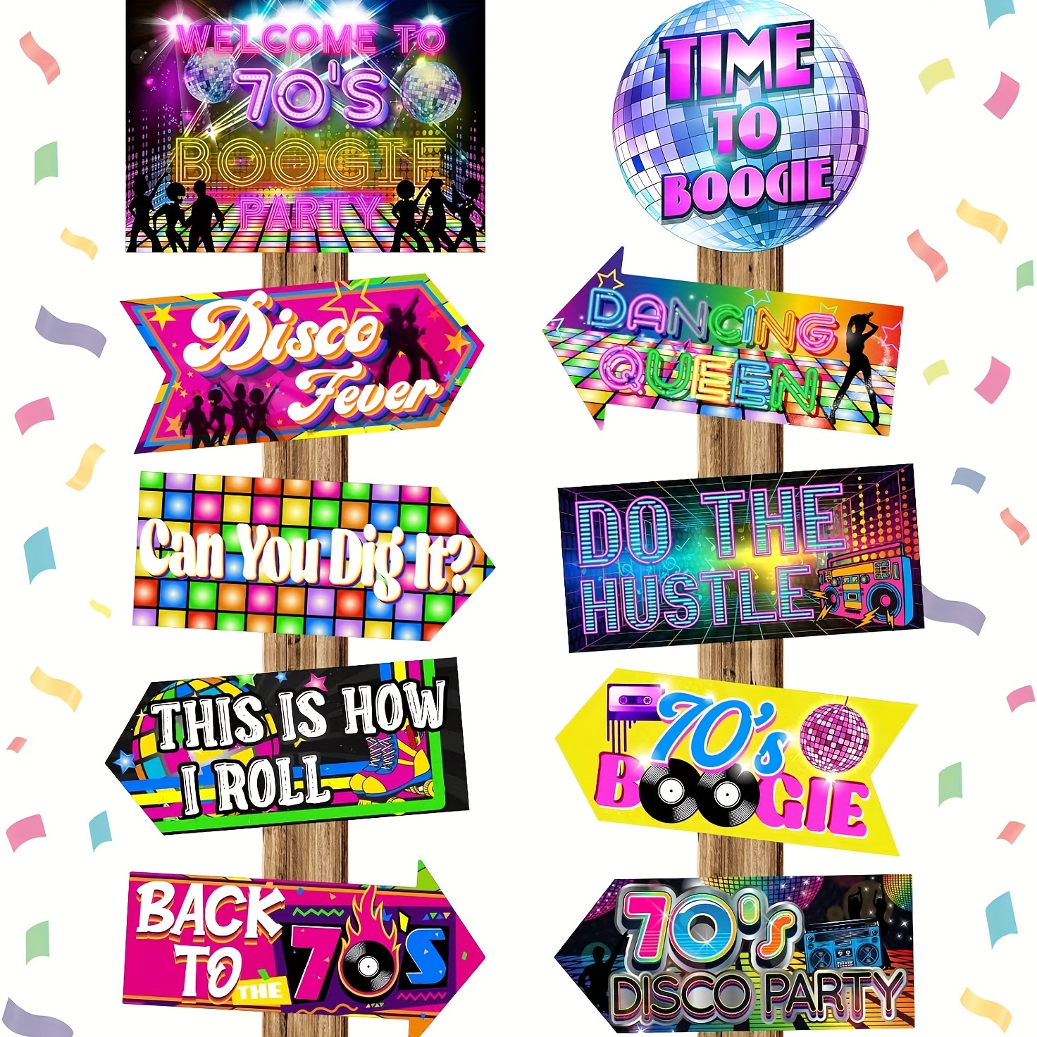 

20pcs 70s Party Sign Disco Party Decorations Funny Disco Decor 1970s Decorations Signs Colorful Dance Party Signs Retro Photo Props For Outdoor Indoor Home Party