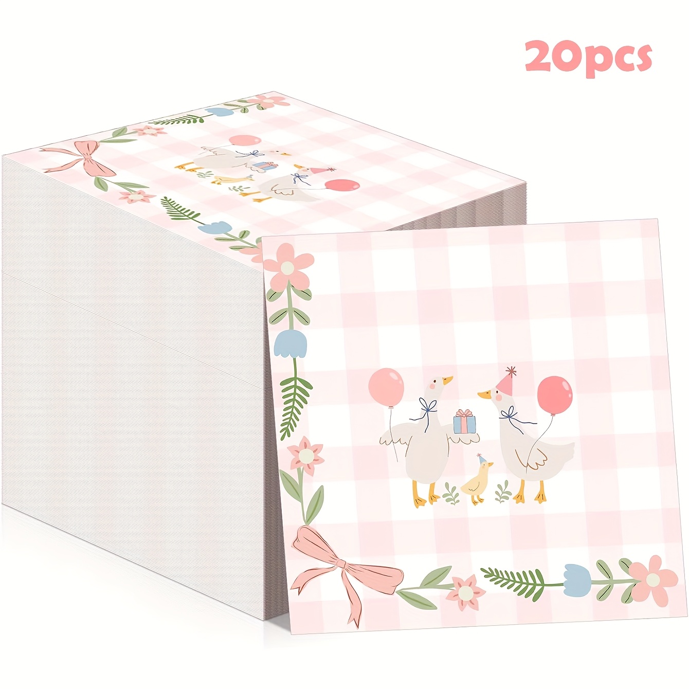 E-shop 20/40/60/100 Stück Gästelappen mit Gänse-Motiv - Partydekoration, geeignet für Geburtstagsfeiern, Gender Reveal Partys, Brautpartys,