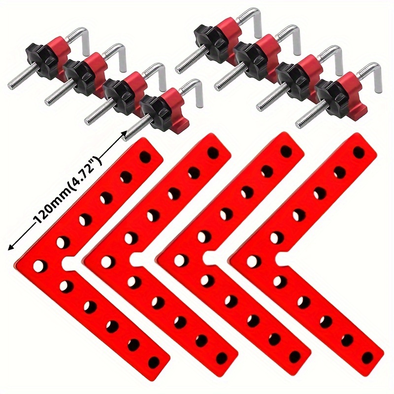 E-shop 4 Stück 90° Aluminium-Eckverbinder, Präzisions-Holz- Zimmermannswinkelhalter in L-Form für DIY-Projekte