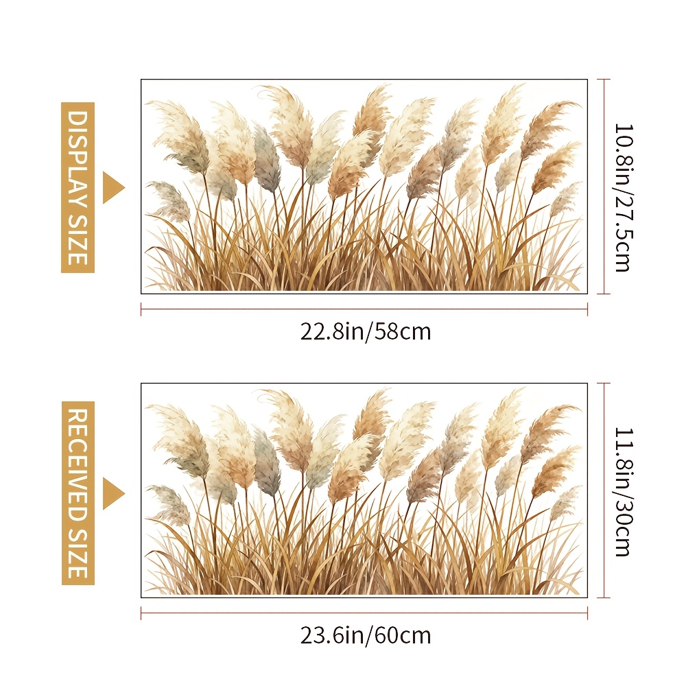 Image of 1pc Reeds Plant Decorative Wall Sticker, Room, Bedroom, Wardrobe, Background Wall Baseboard Decoration, Self-adhesive Painting, Pvc Material