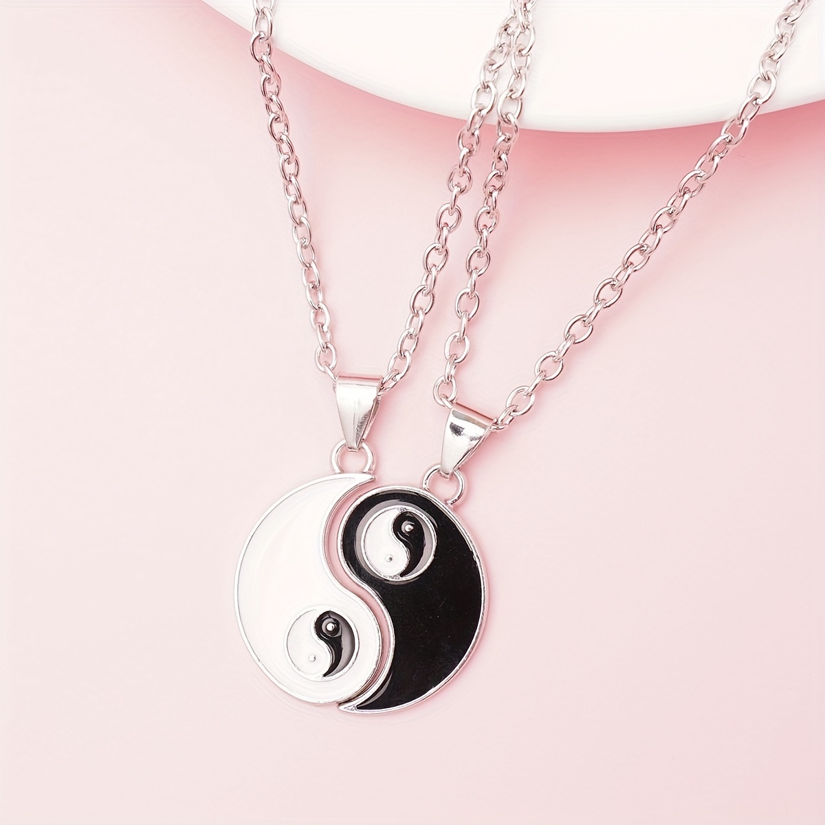 2pcs Best Friends Taichi Pendant Necklaces, Adjustable