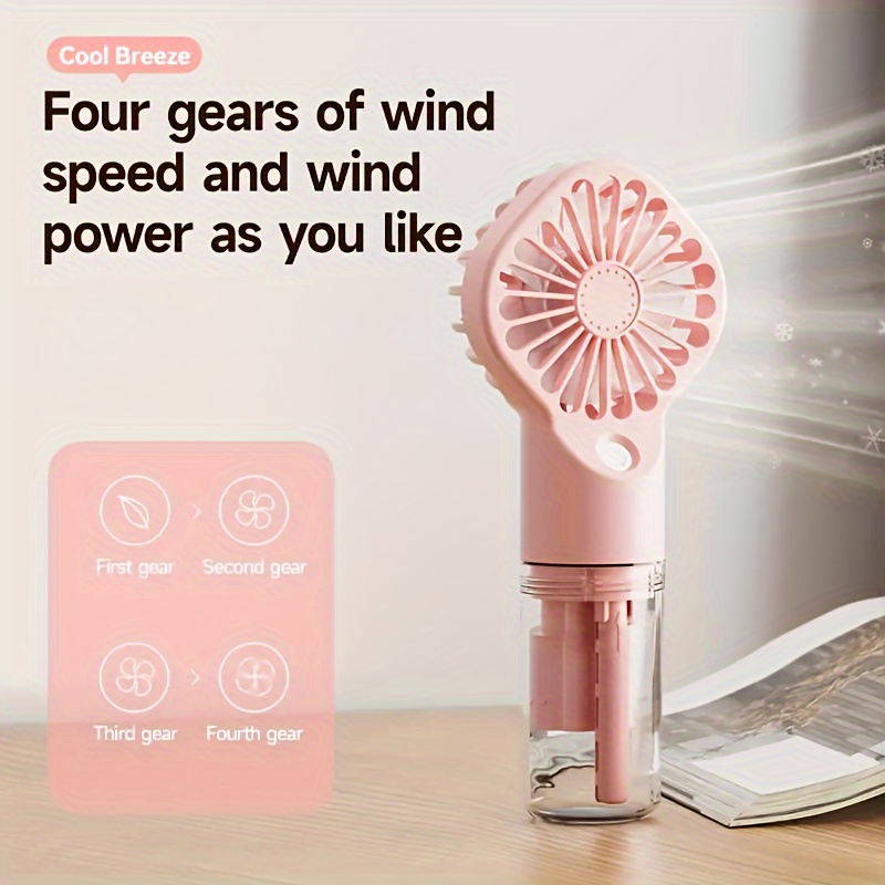 portable misting fan rechargeable handheld spray fan mini details 2
