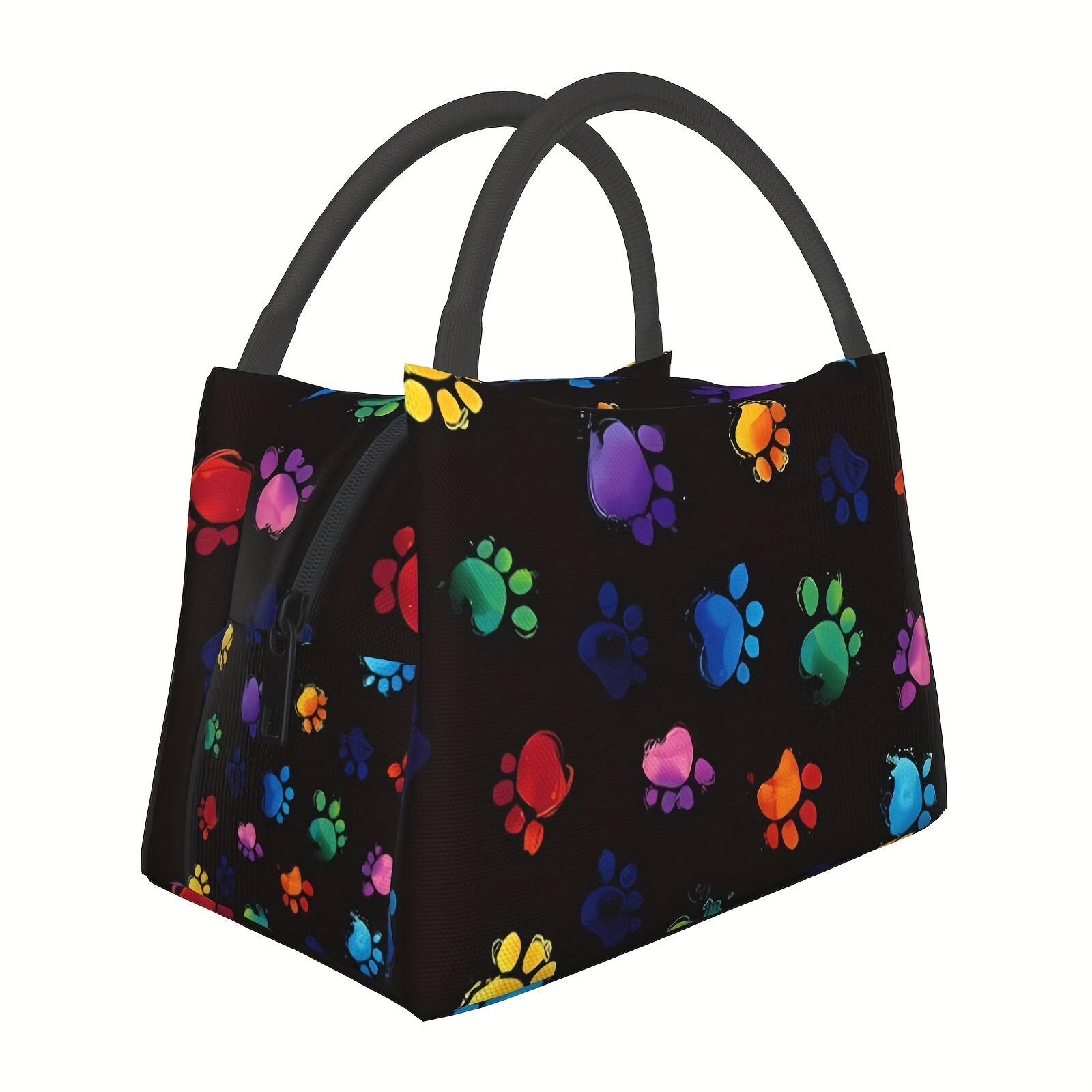 TEMU 1pc Colorful Dog Paw Print Pattern, Portable Reusable Cooler Bag, Cooler Bag, Insulated Lunch Bag For Camping Picnic Beach Essentials, Suitable