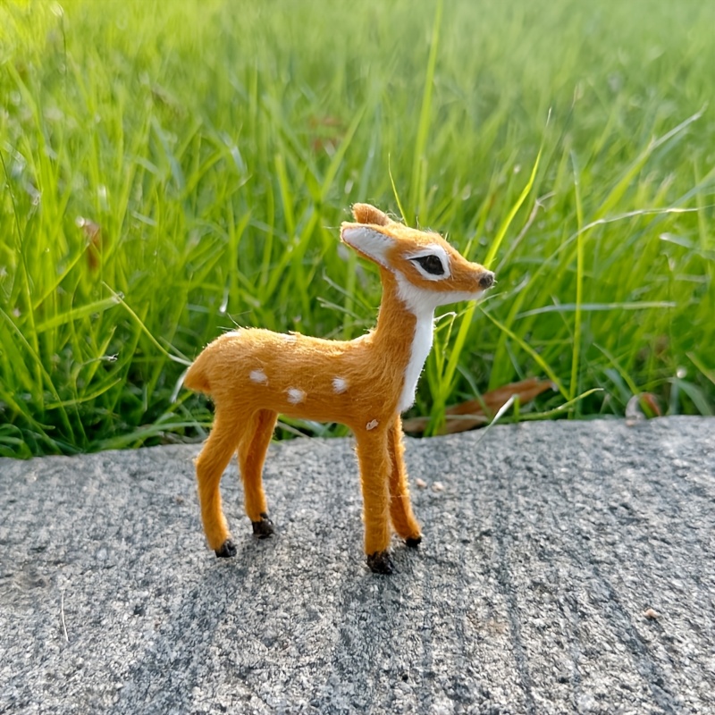TEMU Realistic Spotted Deer Figurine, Lifelike Standing Fawn Model Statue, Decorative Ornament For Home Garden Tabletop Display, Photography Prop