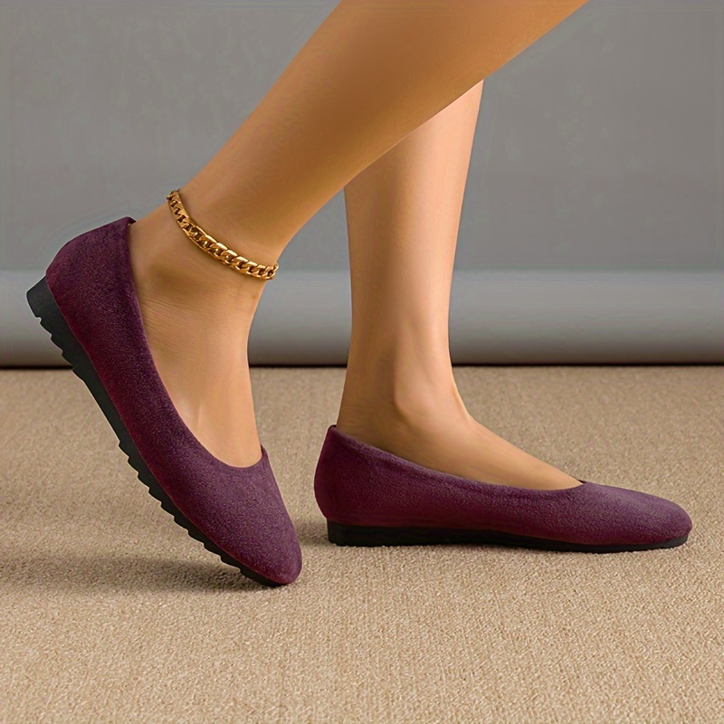 solid color flat shoes women s comfy round toe slip shoes