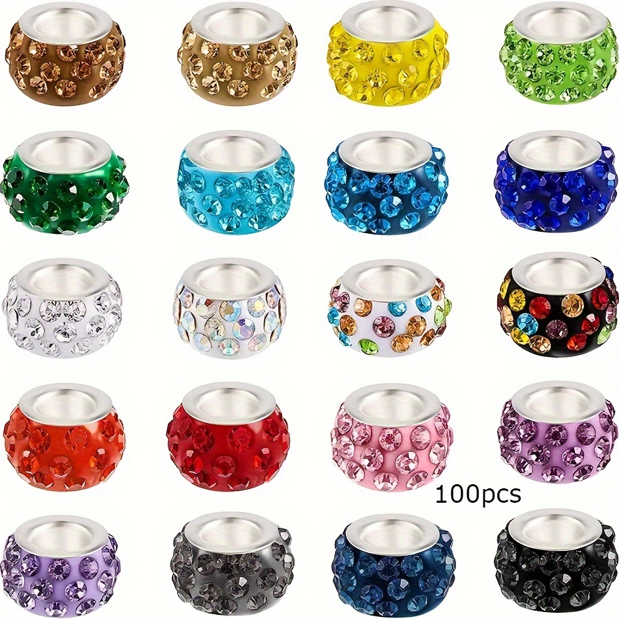 TEMU A Set Of 100pcs Of Crystal Charm Beads In 20 Different Colors, Designed For Bracelets, Earrings, And Necklaces