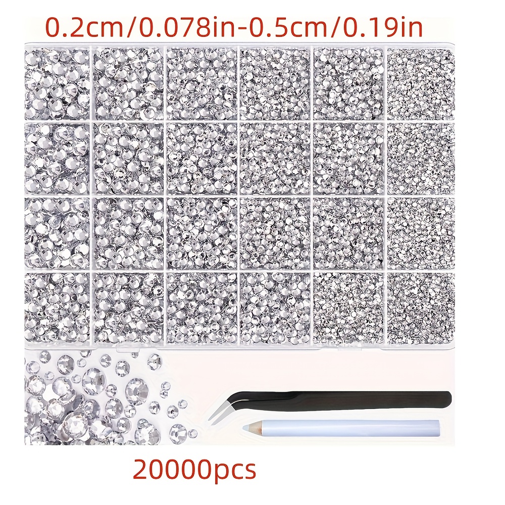 20000pcs Resin Rhinestones With Tweezers For Crafting, Clear Flatback Gems, Bedazzling For Crafts Clothing Tumblers Shoes Fabric Nail Art