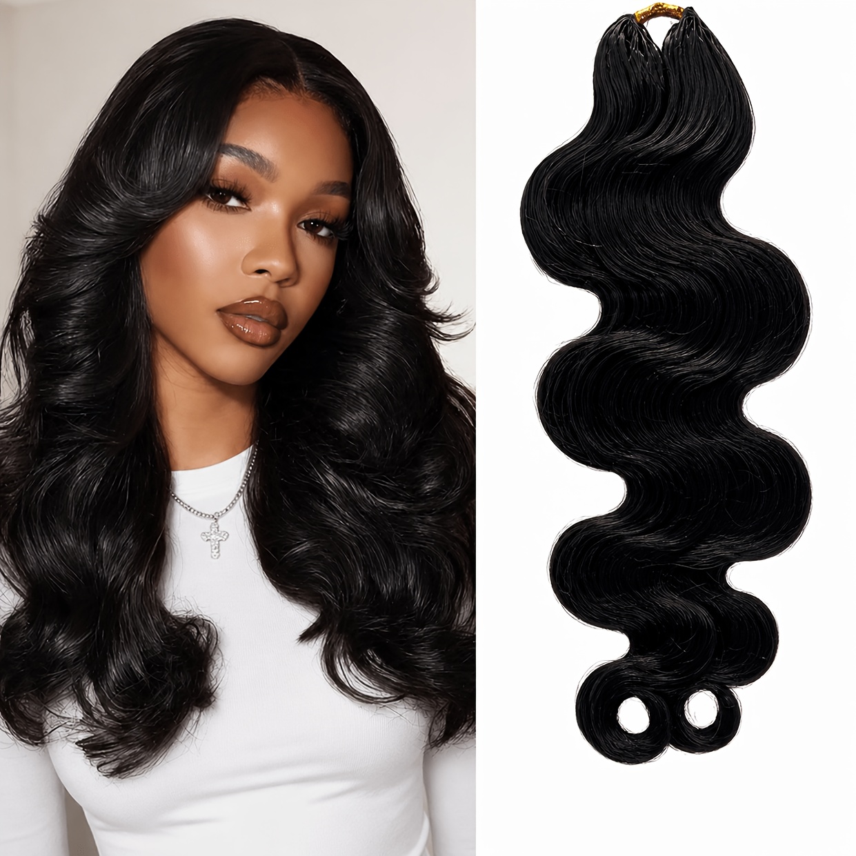 TEMU Extensions de cheveux au crochet ondulés, cheveux humains nœuds, pré-séparés, lots de cheveux au crochet à plumes couture, réutilisables
