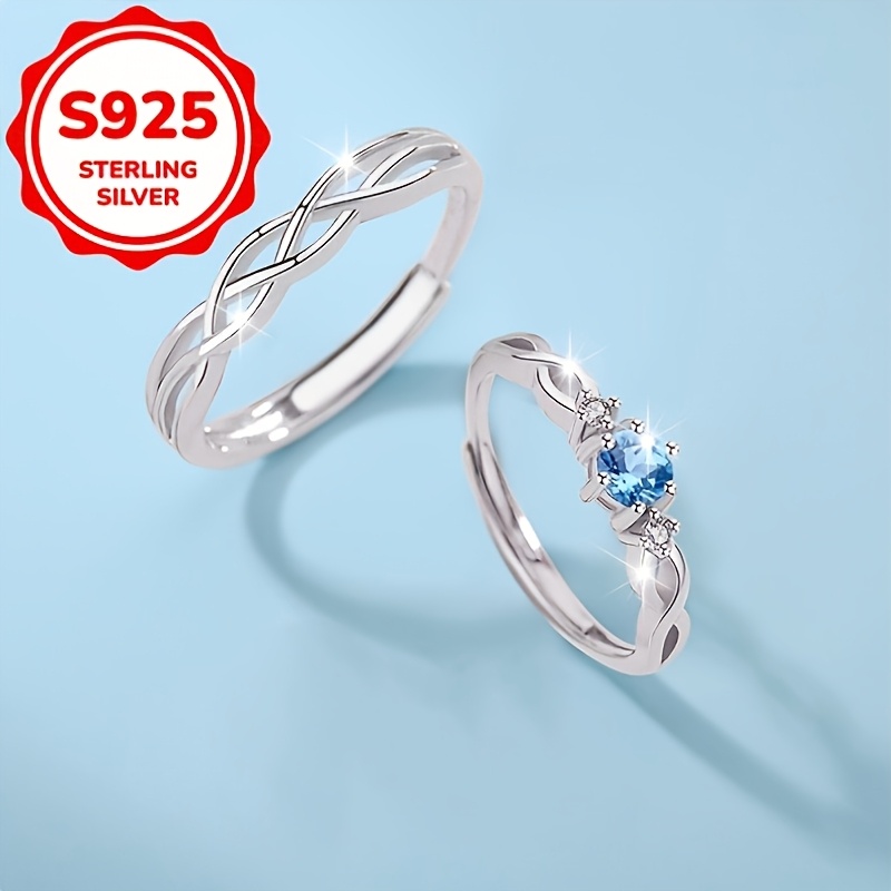 Women's Exquisite Micro-Pave Blue Synthetic Zirconite Adjustable Ring
