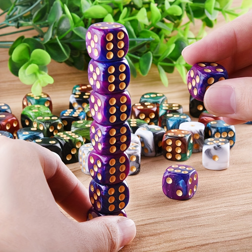 50pcs 6 Sided Game Dice Set with Two Tone Colors