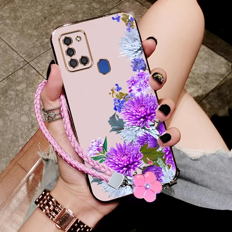 

Elegant Purple Flowers A21s Case Made From Electroplate A21s Providing In Entertainment