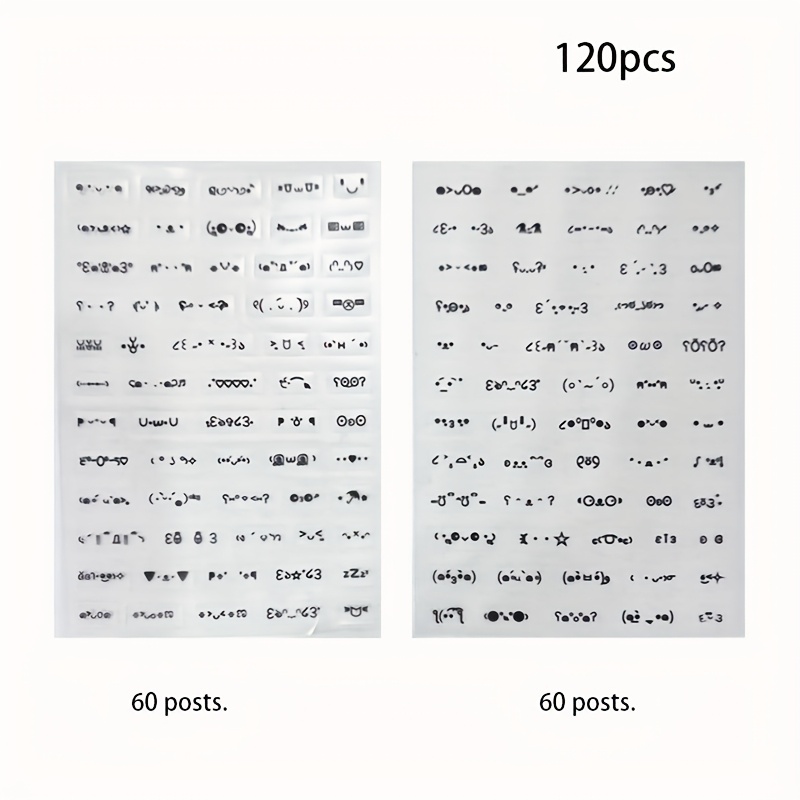 120pcs (2 Adhesive Sheets) Cute Hand-drawn Facial Stickers, Cartoon And Anime Theme, Self-adhesive Plastic Stickers With Glitter, Irregular Shape, Matte End, For Diary And Scrapbooking, Anime Stickers