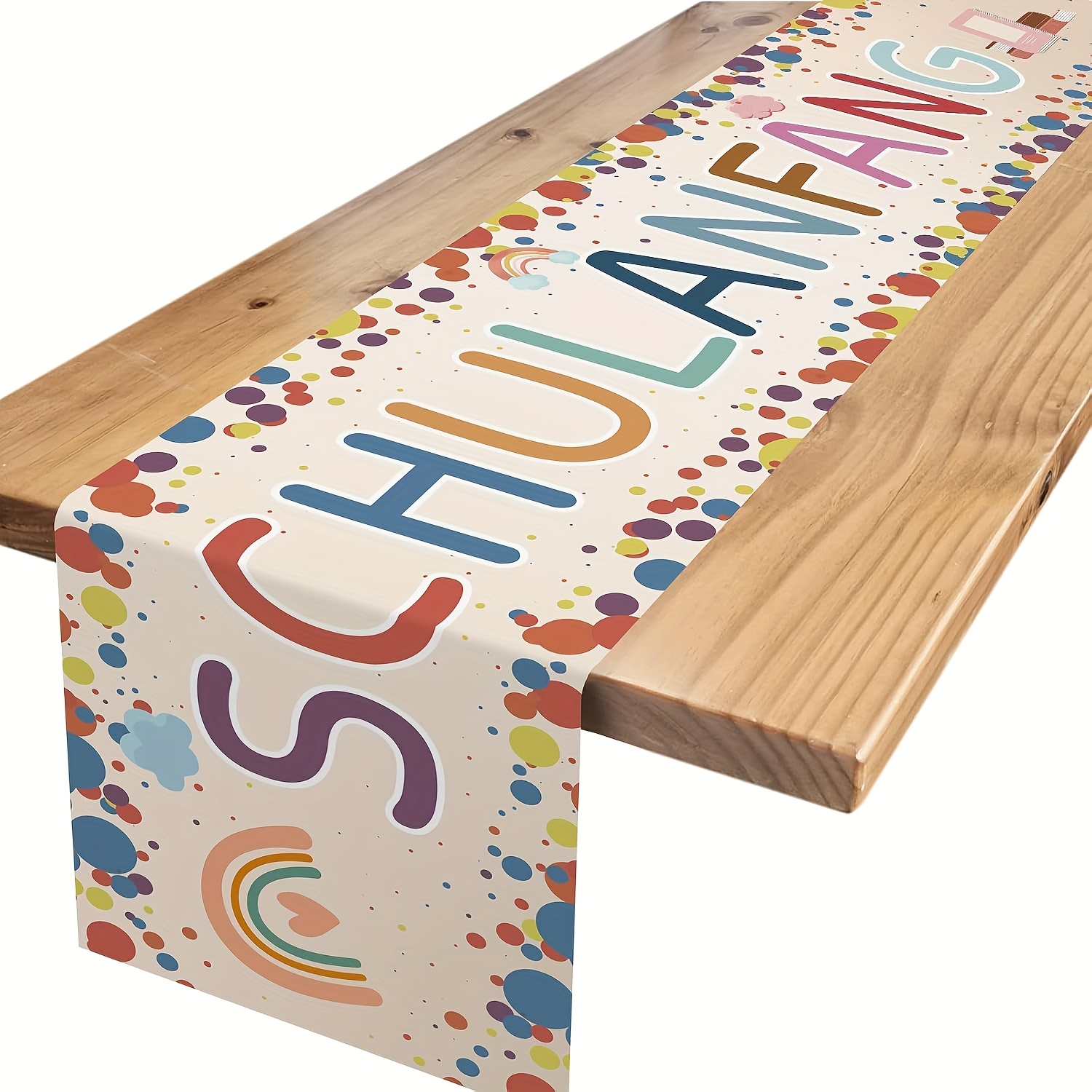 Random 1pc German Table Decoration First Day Of School, Rainbow Back To School Decoration Table Runner For School First Day Of School School Party Decoration 13x48/13x72/13x108/inch