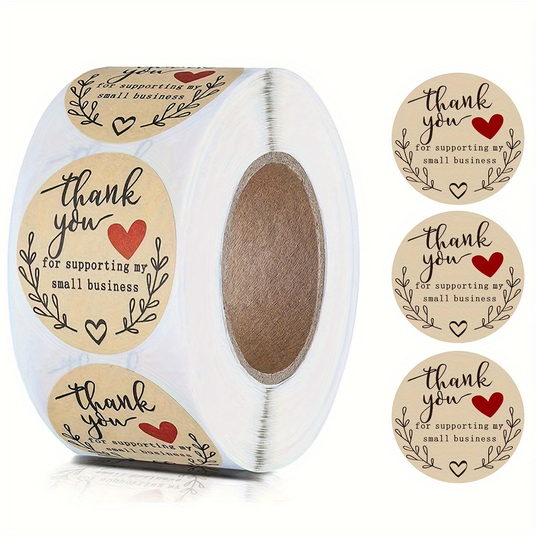 

500pcs Vintage Round Paper Stickers - Self-adhesive 'thank You' Sealing Labels For Office, Scrapbooking & Stationery