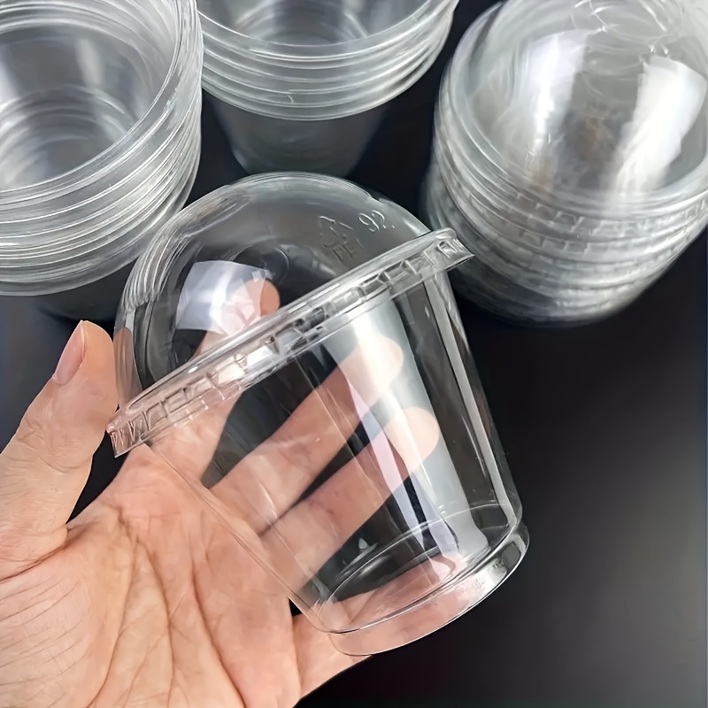 50/100pcs de Vasos de Plástico Desechables Premium para Postres con Tapas  de Transparentes para Ensaladas de Frutas, Helados, Yogur
