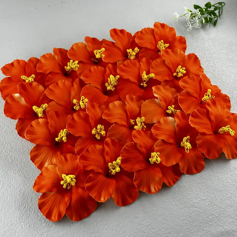 20pcs bohemian white hibiscus flower hair pins artificial plastic hair clips with yellow center vibrant accessories for women mother s day gifts dance parties summer vacations cute hair accessories look foliage Product details 4
