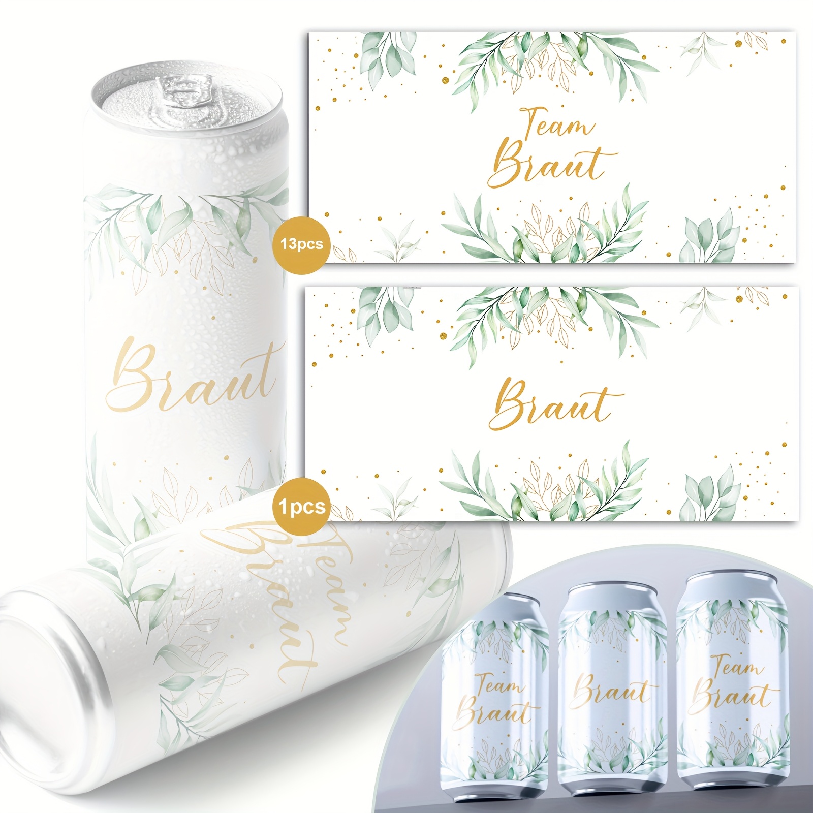 Image of 14pcs Stickers Jga - Includes Eucalyptus Design Bride And 13 Stickers - Prosecco Tin Stickers Self Adhesive - Jga Stickers For Hen Party And Wedding Decorations