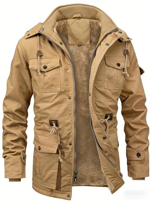 mens jackets fleece lined work coats warm cargo jackets with hood