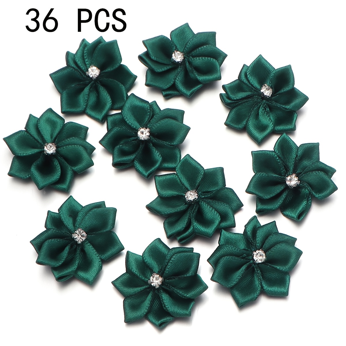TEMU 36pcs Rhinestone Multi-angle Small Flowers Handmade Beading Flower Head Fabric Flower Additions Clothing Additions Beaded Corner Flower Headwear