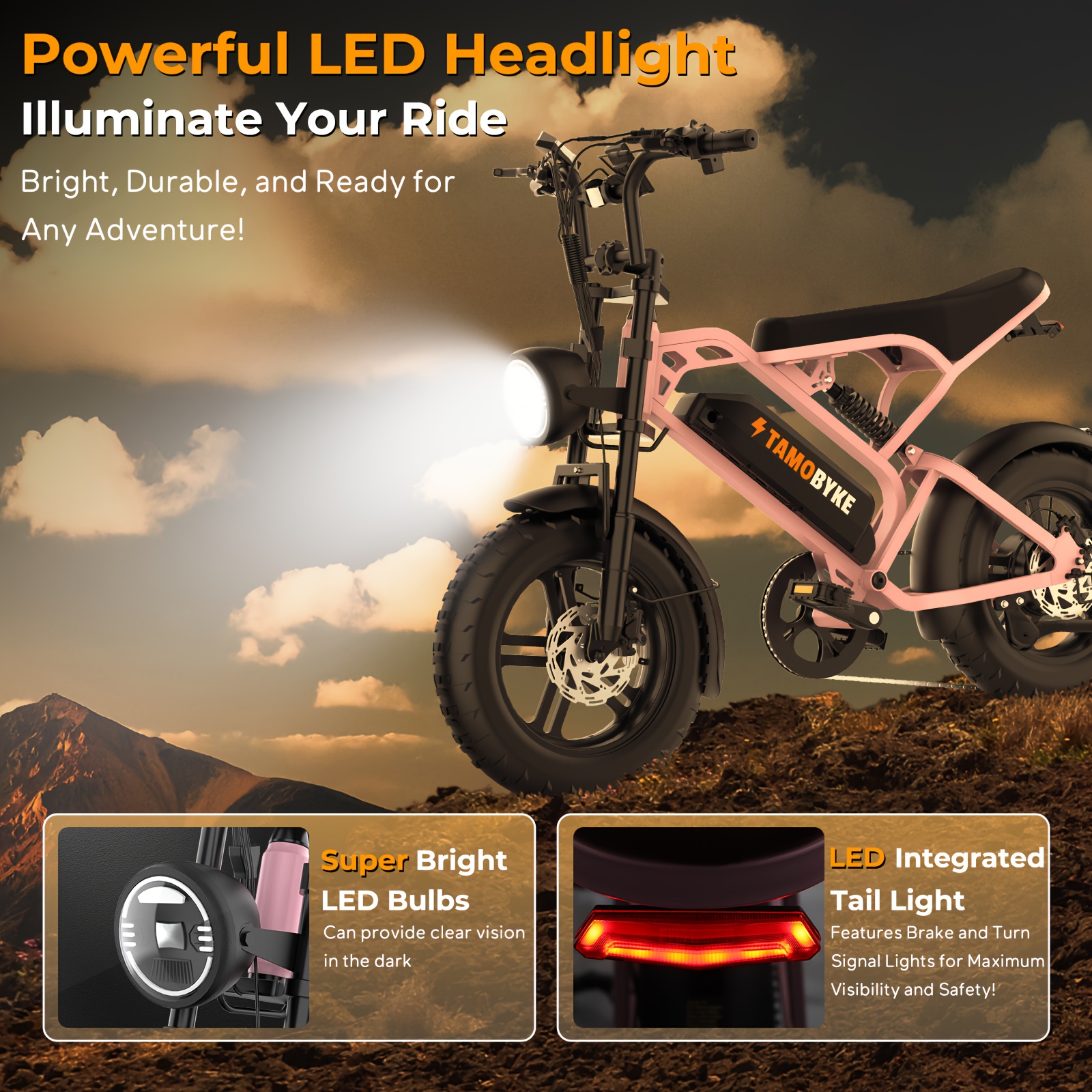       youth electric bicycle 4 inch tire electric bicycle 749w   motor 30 50 miles h 749 watt hour disassembly battery all terrain electric off road bicycle suitable for mountains snow sand       riding youth e motorized bicycle color   design   look removable battery     Product details 9