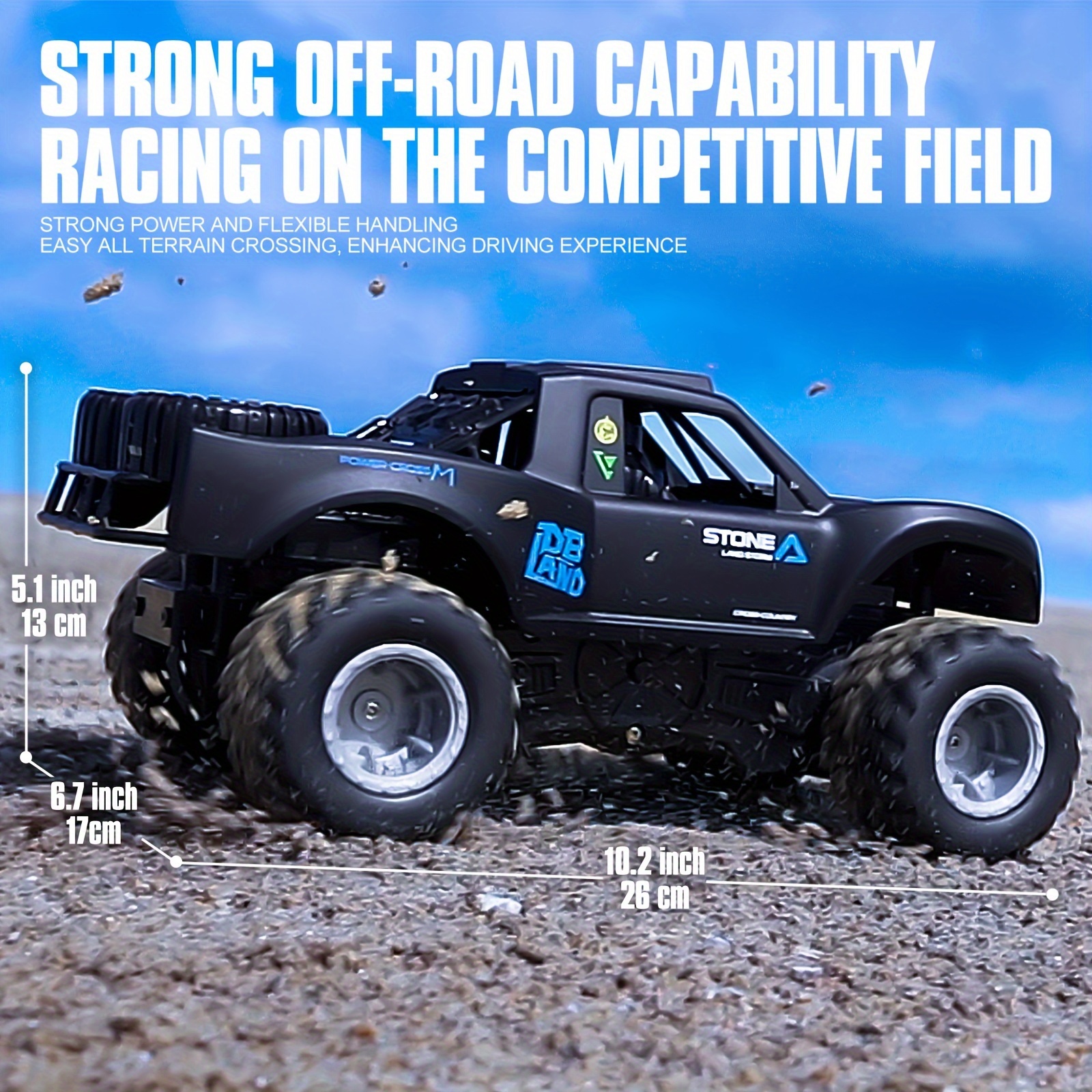 Two Batteries Amphibious RC Off-road Vehicle - Four-wheel Drive High Horsepower Drift 360 Degree Stunt Big Tire Remote Control Climbing Car Rally Racing Car - For Boys Aged 6-12 - Perfect Christmas Gift