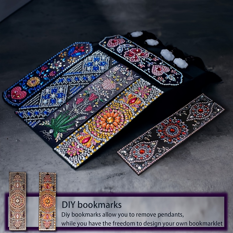 TEMU 6pcs 5d Diamond Painting Bookmarks With Tassels, Diy Art Craft Supplies