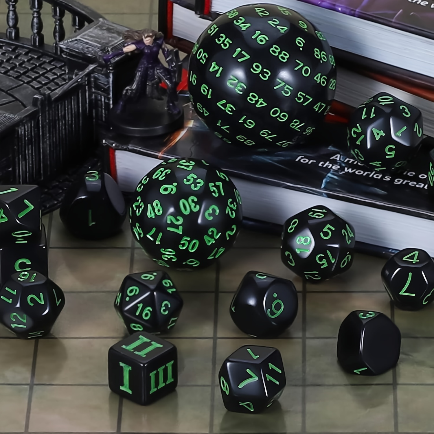 DND Dobbelstenen, Oplaadbaar, met Oplaadbox, ZHOORQI 7 Stuks LED Dice, Dungeons and Draken D&D Polyedrische Dobbelstenen Set (3Colors Light