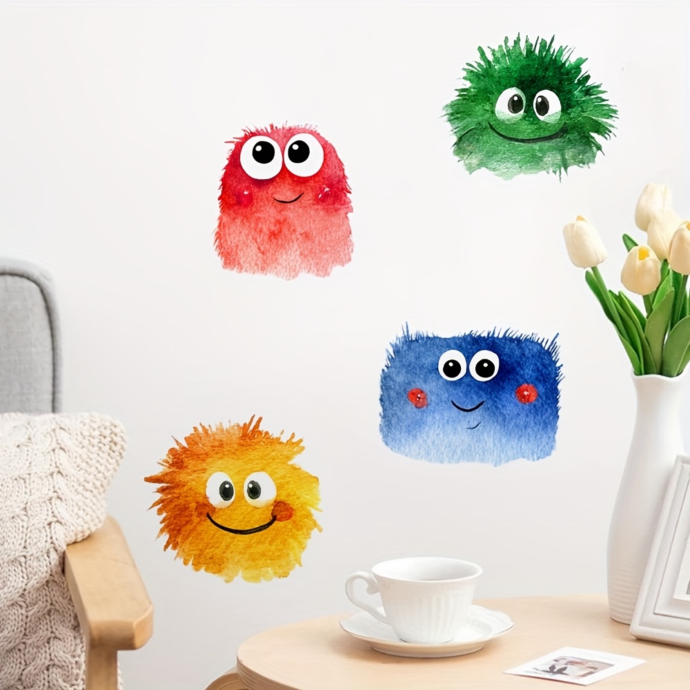 Image of Abstract Colorful Wall Stickers, Fun Eyeball Design Decals, Home Decor Themed Stickers, Essential Party Gifts, Easy To Apply Wall Art